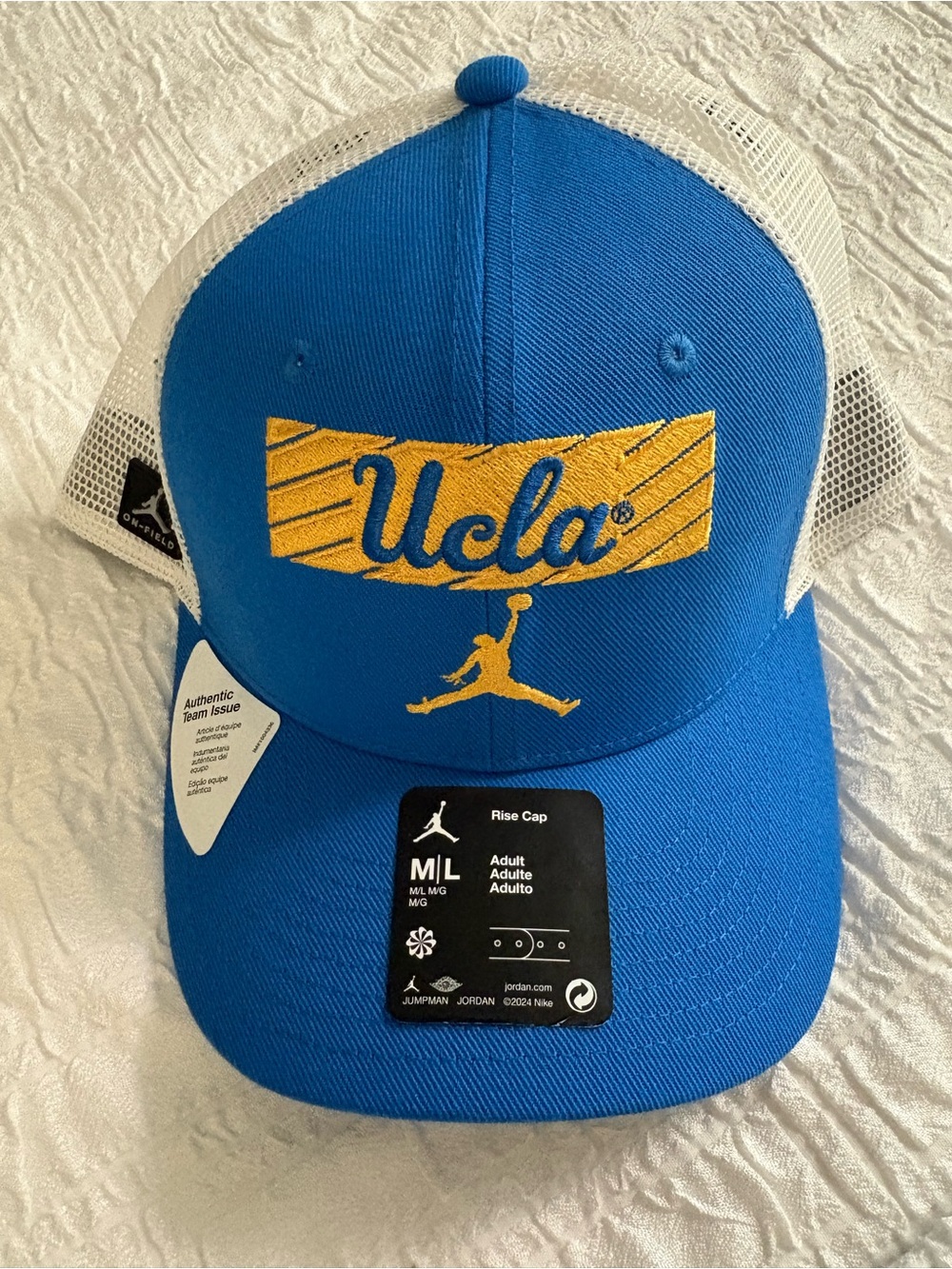 New Jordan Brand /White UCLA Bruins 2024 Sideline Trucker Adjustable Hat M/L
